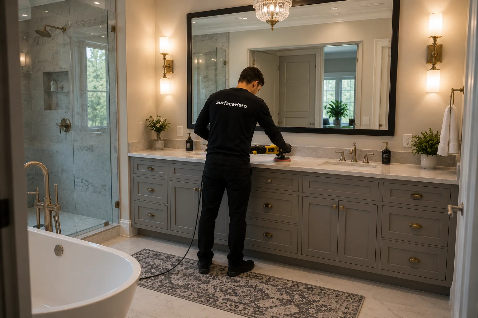 SurfaceHero specialist working on countertop in Montreal